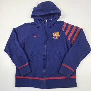 Nike FC Barcelona Full Zip Dri-Fit Soccer Jacket Hoodie Medium Men Blue